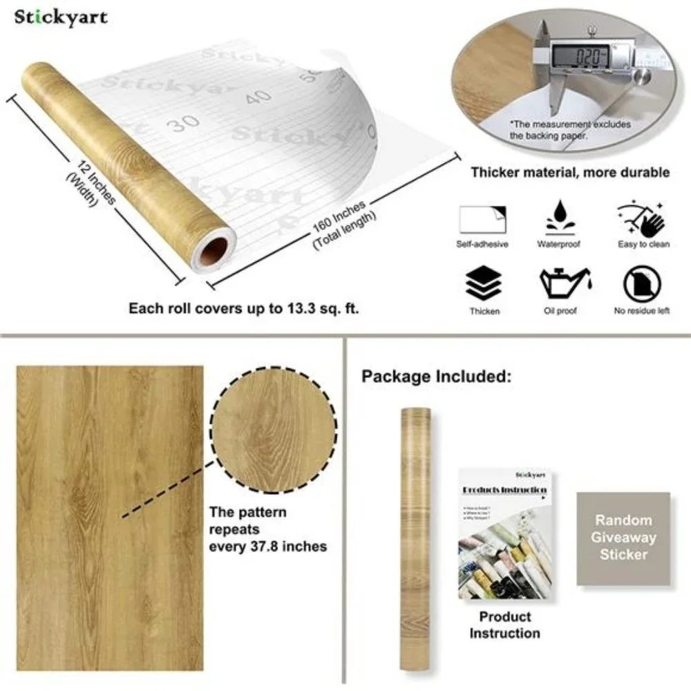 Vintage Wood Wallpaper Brown Thick Wood Grain Self Adhesive Wallpaper 12
